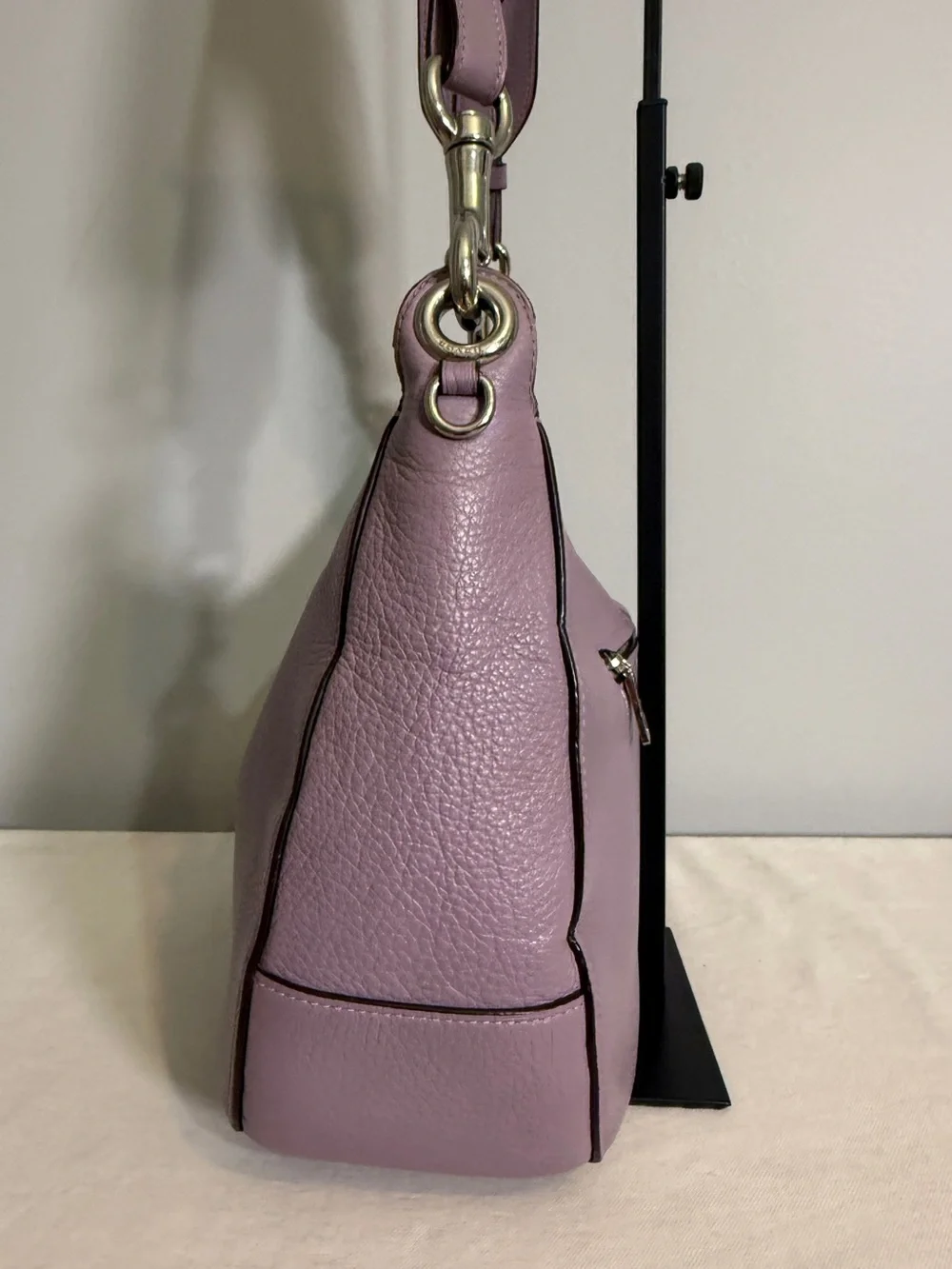 Coach Jes Hobo Shoulder Bag Lilac Purple Pebbled Leather F76695